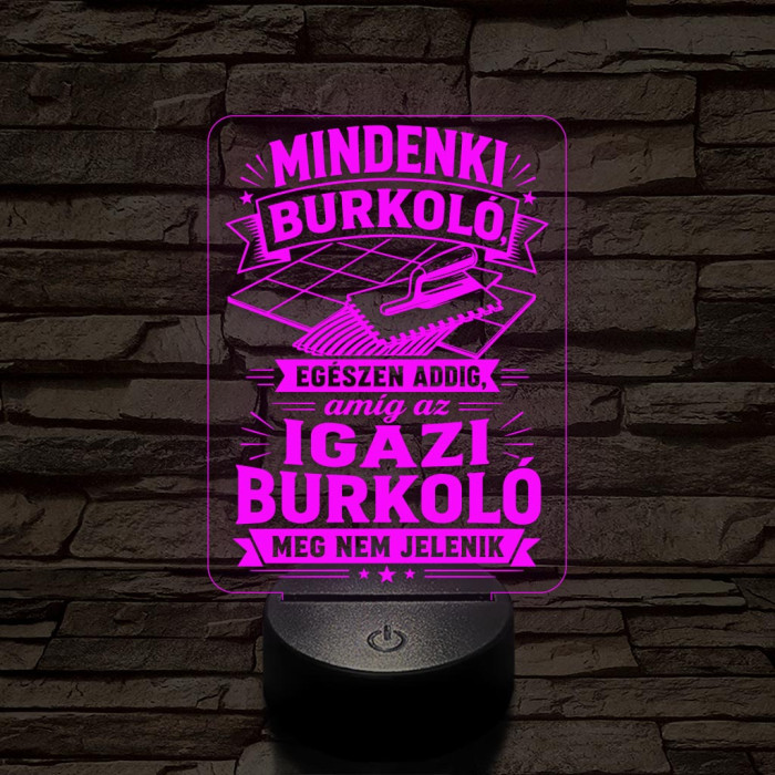 Burkoló szakma lámpa – 7 színű, színváltós 3D LED lámpa
