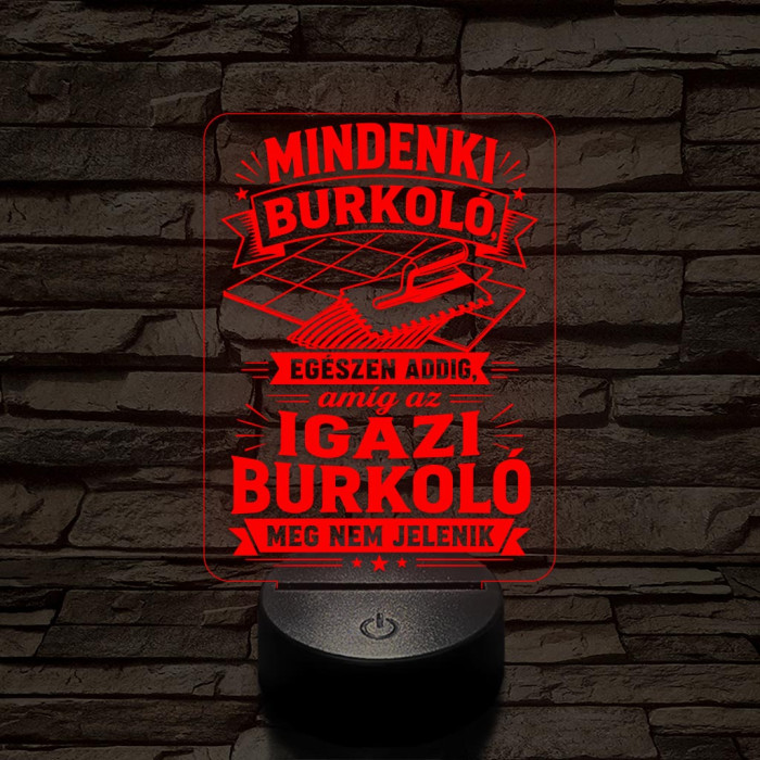 Burkoló szakma lámpa – 7 színű, színváltós 3D LED lámpa