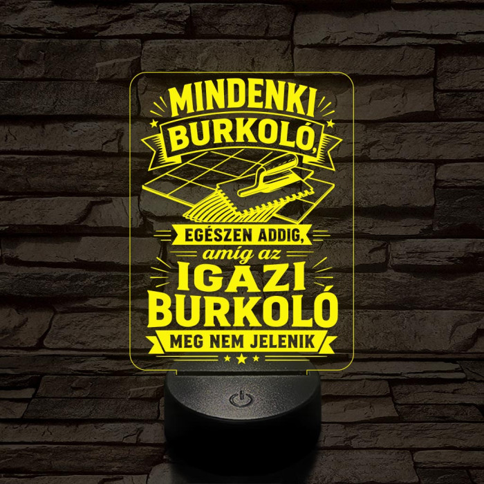 Burkoló szakma lámpa – 7 színű, színváltós 3D LED lámpa