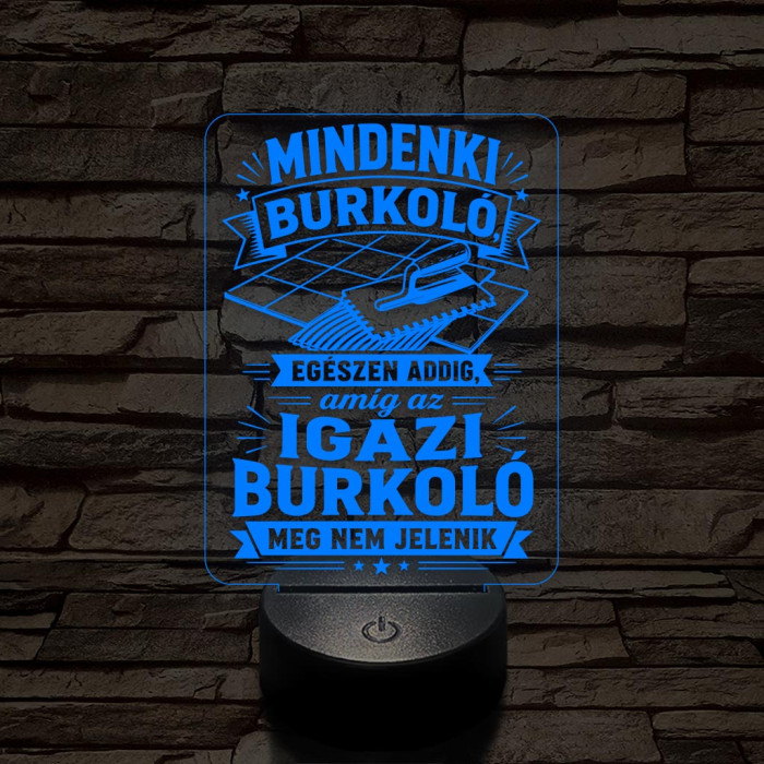 Burkoló szakma lámpa – 7 színű, színváltós 3D LED lámpa
