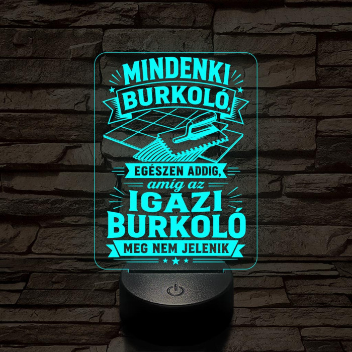 Burkoló szakma lámpa – 7 színű, színváltós 3D LED lámpa