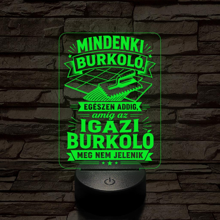 Burkoló szakma lámpa – 7 színű, színváltós 3D LED lámpa