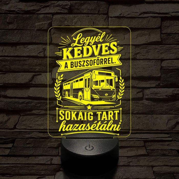 Buszsofőr szakma lámpa – 7 színű, színváltós 3D LED lámpa