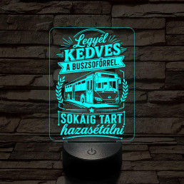 Buszsofőr szakma lámpa – 7 színű, színváltós 3D LED lámpa