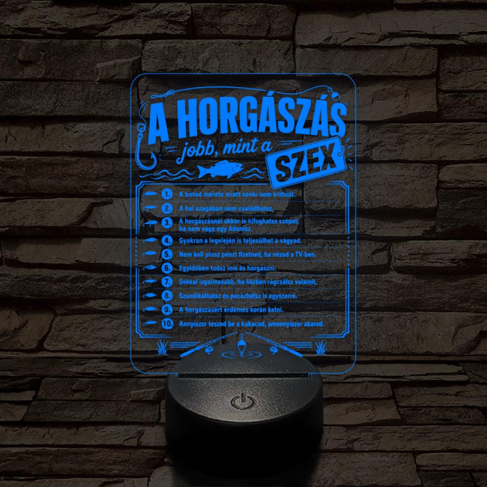 Horgász szakma lámpa – 7 színű, színváltós 3D LED lámpa