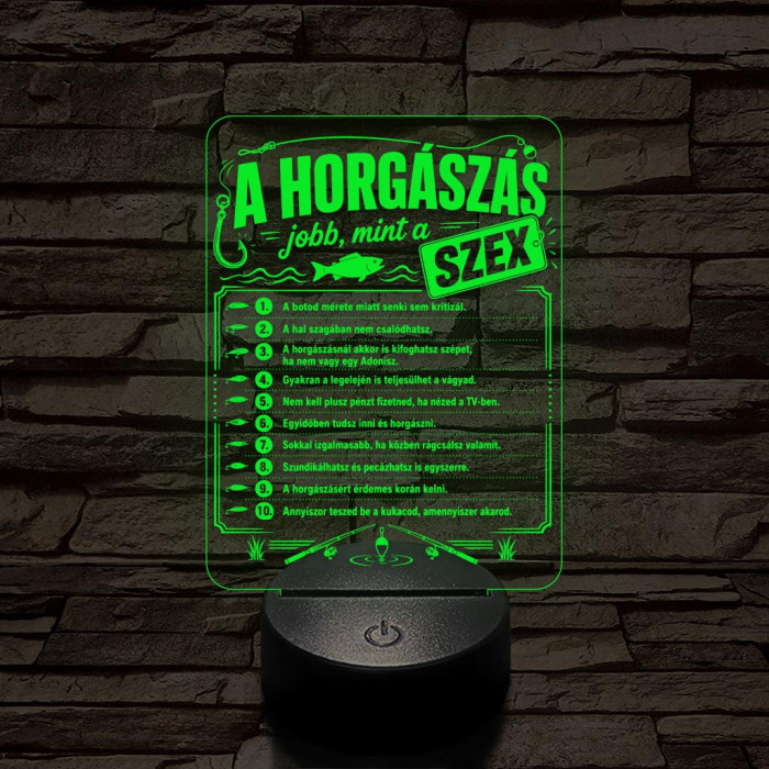 Horgász szakma lámpa – 7 színű, színváltós 3D LED lámpa