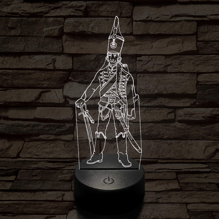 X. huszárezred katonája 7 színű 3D led lámpa