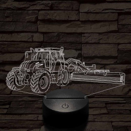 Traktor adapterrel 7 színű 3D led lámpa