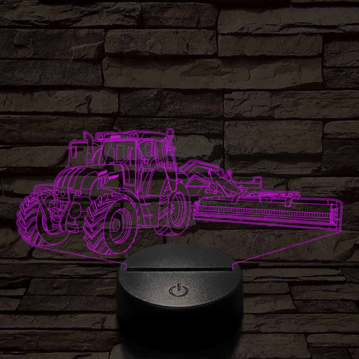 Traktor adapterrel 7 színű 3D led lámpa
