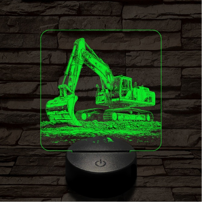 Exkavátor 7 színű valósághű 3D led lámpa