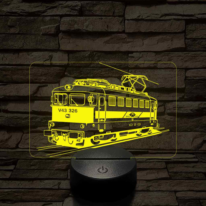 V43 "Sportszelet" mozdony 7 színű 3D led lámpa