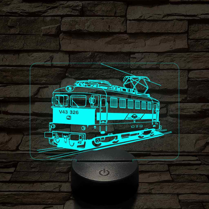 V43 "Sportszelet" mozdony 7 színű 3D led lámpa