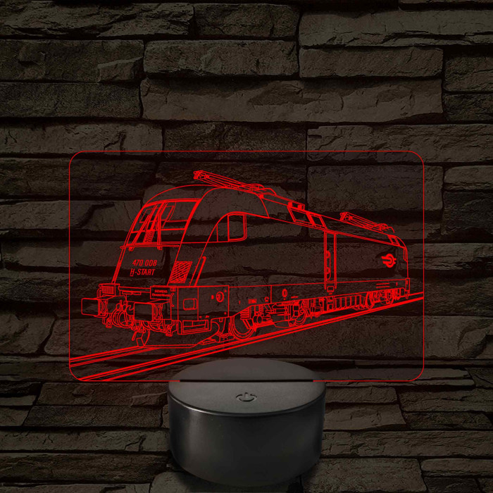 Taurus mozdony - 7 színű, színváltós 3D LED lámpa