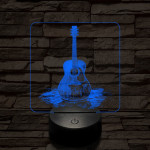 Akusztikus gitár 7 színű valósághű 3D led lámpa