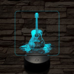 Akusztikus gitár 7 színű valósághű 3D led lámpa