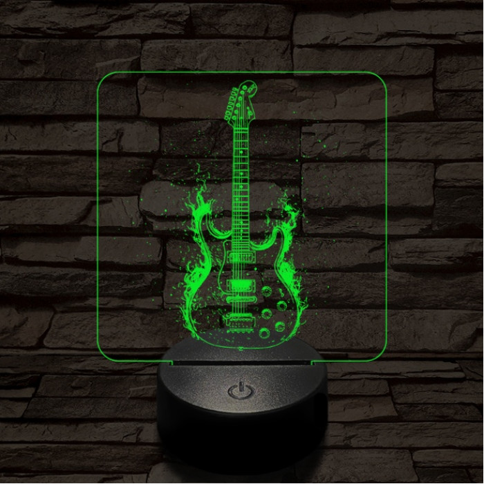 Lángoló gitár 7 színű valósághű 3D led lámpa