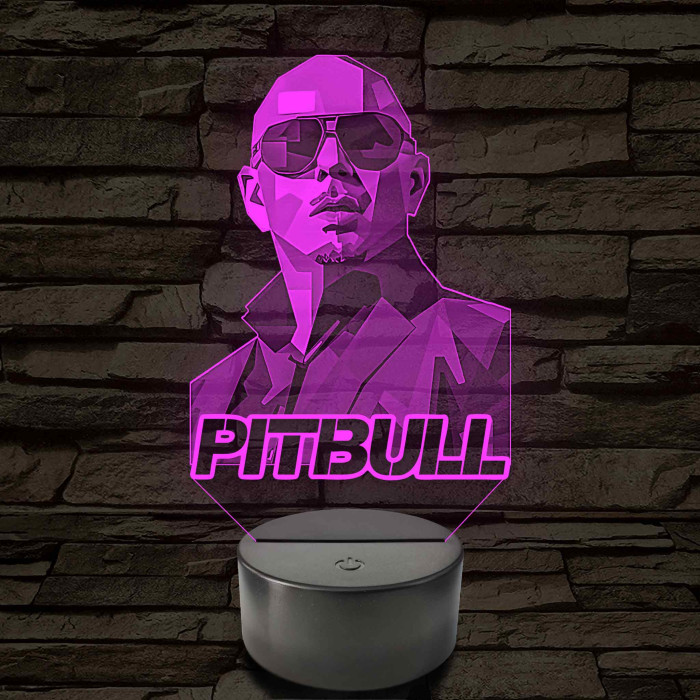Pitbull portrés hangulatlámpa – 7 színű, színváltós LED lámpa