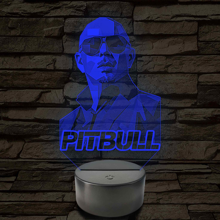 Pitbull portrés hangulatlámpa – 7 színű, színváltós LED lámpa