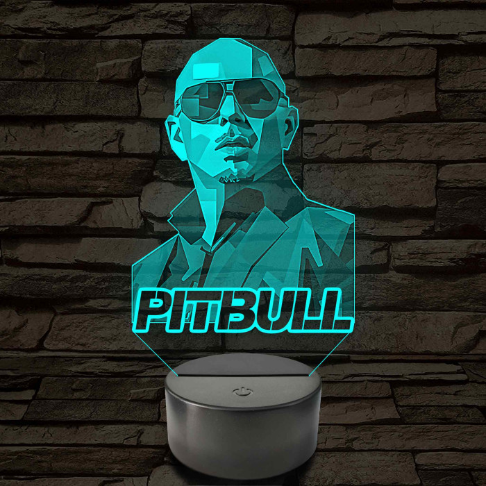 Pitbull portrés hangulatlámpa – 7 színű, színváltós LED lámpa