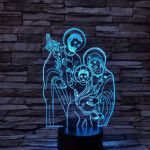 Jézus, Mária, Szent József 7 színű 3D led lámpa