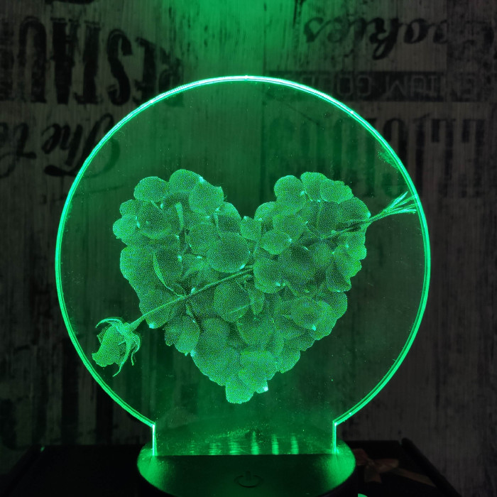 Szív rózsái 7 színű valósághű 3D led lámpa