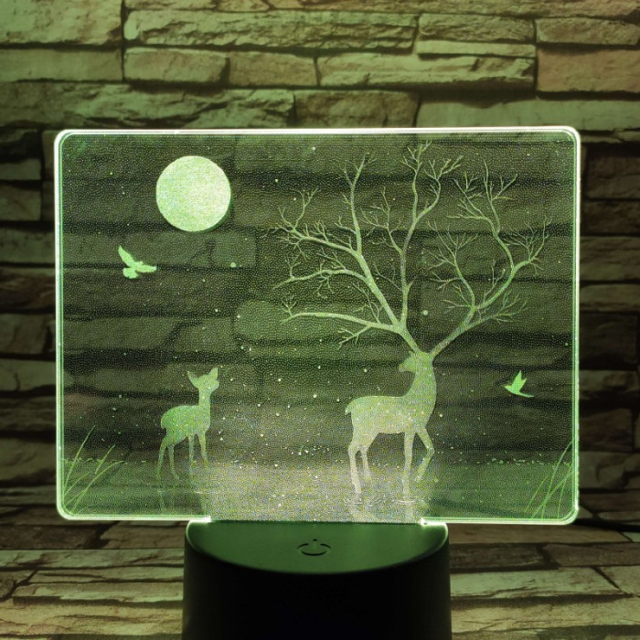 Szarvas a holdfényben 7 színű valósághű 3D led lámpa