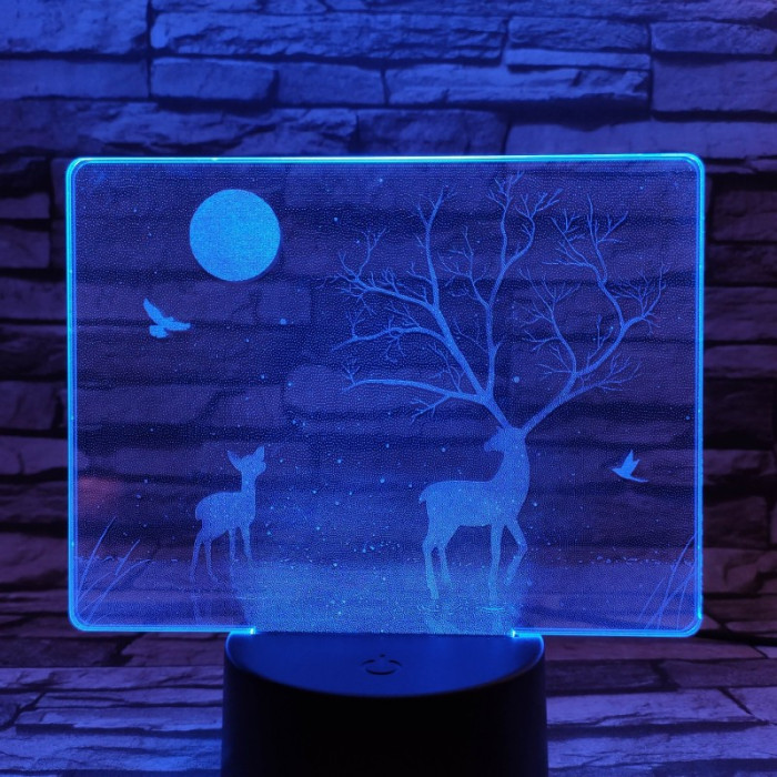 Szarvas a holdfényben 7 színű valósághű 3D led lámpa