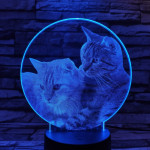 Két cica 7 színű valósághű 3D led lámpa