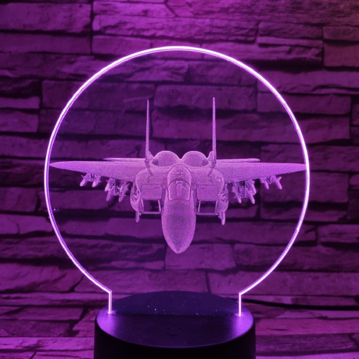 Vadászgép repülő 7 színű valósághű 3D led lámpa