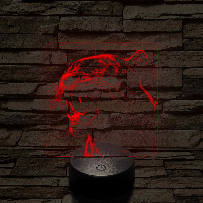 Üvöltő leopárd 7 színű valósághű 3D led lámpa