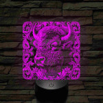 Bölény-fej 7 színű valósághű 3D led lámpa