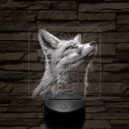 Róka fej  7 színű valósághű 3D led lámpa