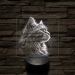 Macska elegancia 7 színű valósághű 3D led lámpa