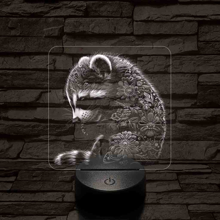 Virágzó mosómedve 7 színű valósághű 3D led lámpa