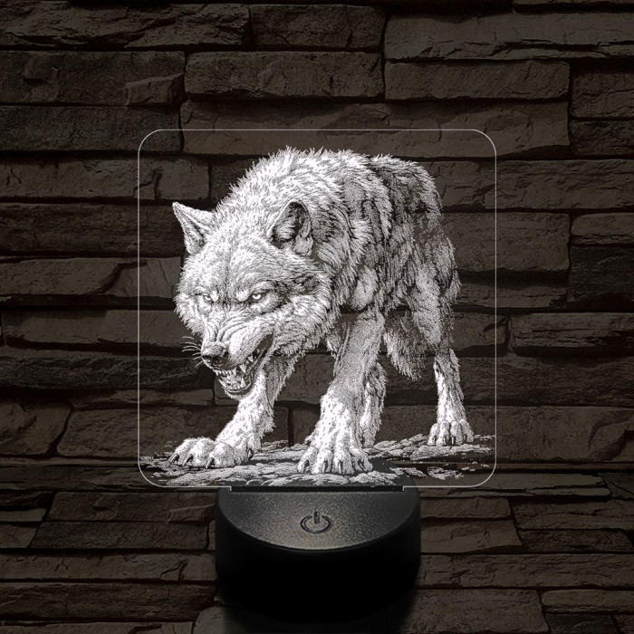 Vicsorgó farkas 7 színű valósághű 3D led lámpa