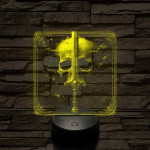 Koponya és kard 7 színű, valósághűen gravírozott 3D led lámpa