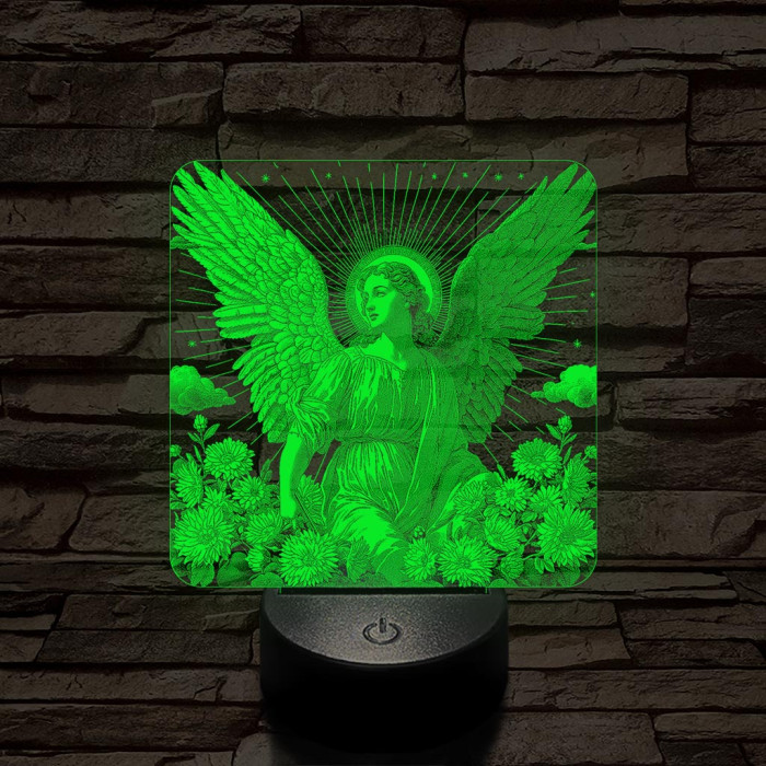 Angyal virágokkal 7 színű valósághű 3D led lámpa