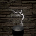 Cuki kiscica 7 színű valósághű 3D led lámpa