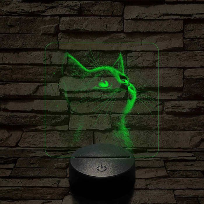 Cuki kiscica 7 színű valósághű 3D led lámpa