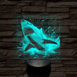 Támadó cápa 7 színű valósághű 3D led lámpa