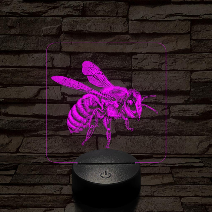 Méhecske 7 színű valósághű 3D led lámpa