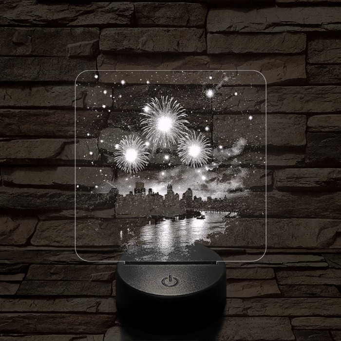 Újévi tüzijáték New York felett 7 színű valósághű 3D led lámpa