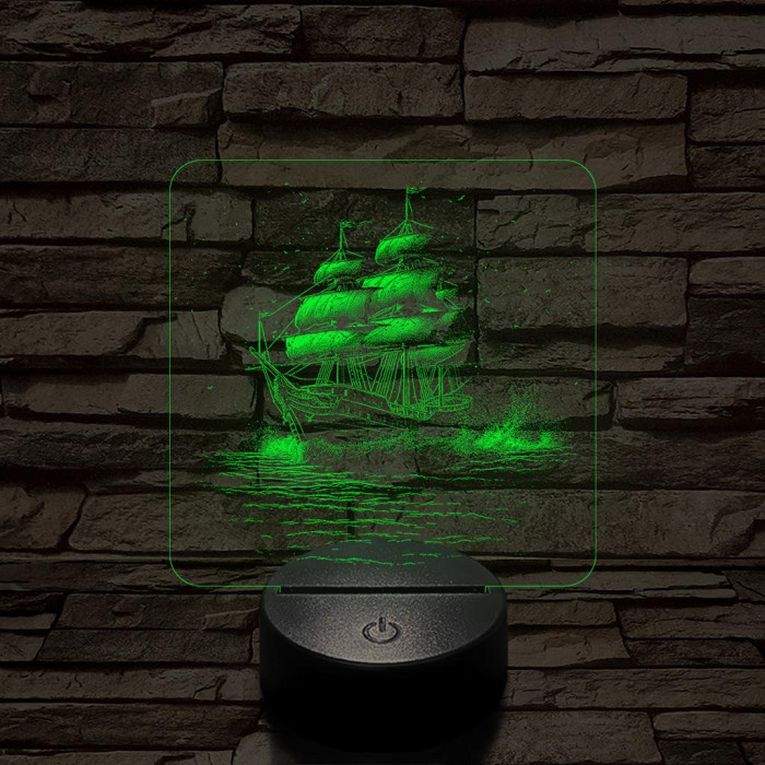 Három árbócos fregatt hajó 7 színű valósághű 3D led lámpa