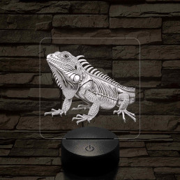 Iguána 7 színű valósághű 3D led lámpa
