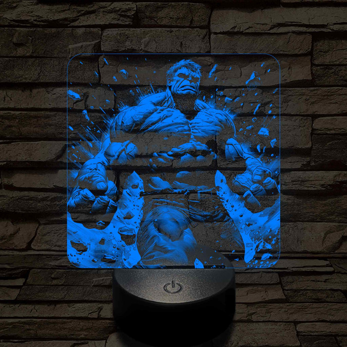 Hulk "boldog" 7 színű valósághű 3D led lámpa