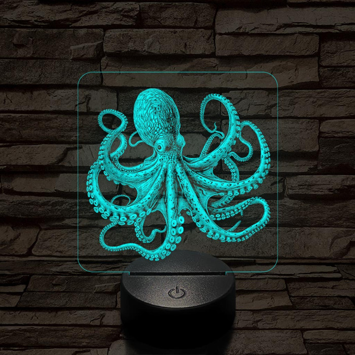Mélytengeri polip 7 színű valósághű 3D led lámpa