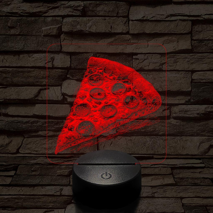 Street food pizza szelet 7 színű, valósághűen gravírozott 3D led lámpa