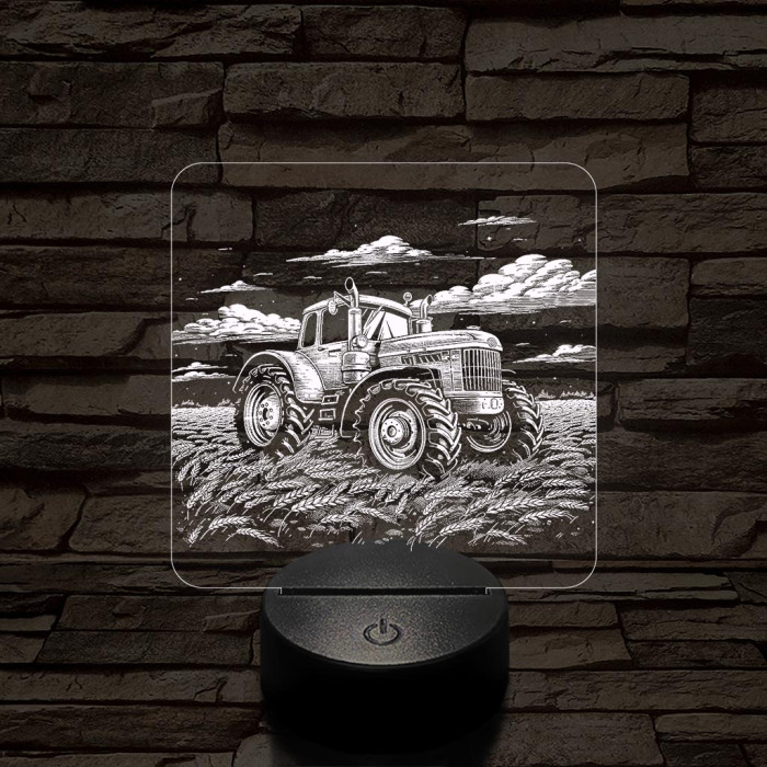 Traktor a búzamezőn 7 színű valósághű 3D led lámpa