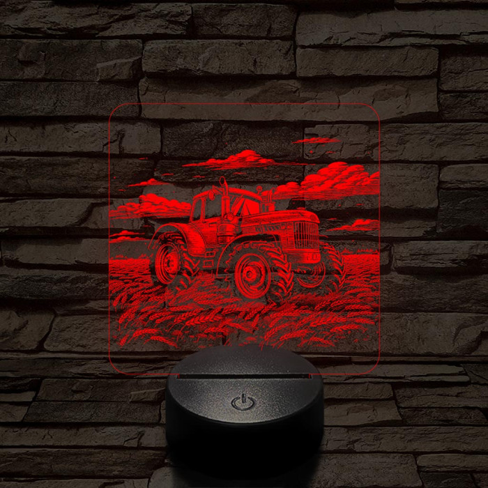 Traktor a búzamezőn 7 színű valósághű 3D led lámpa
