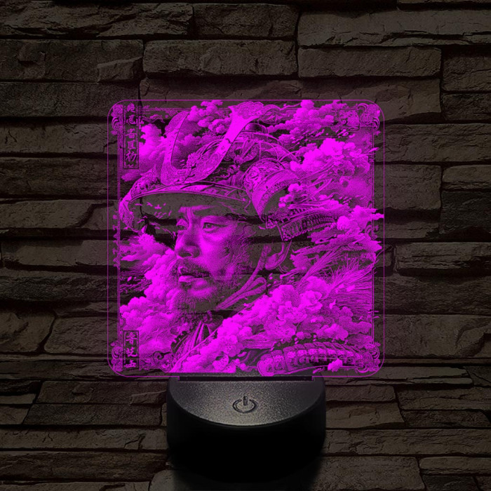 Szamuráj legenda 7 színű, valósághűen gravírozott 3D led lámpa